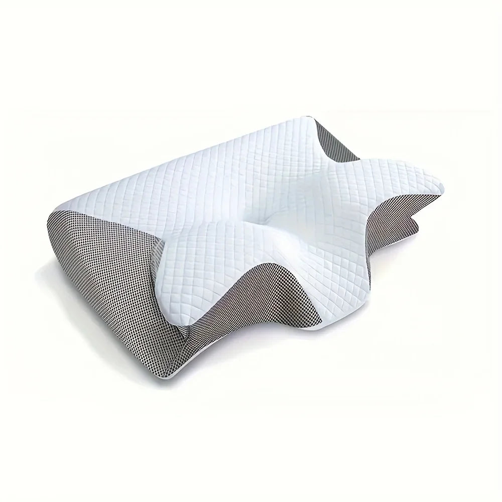 Ergonomic Neck Horn Pillow for Side, Back, and Stomach Sleepers - Contoured Design, Shoulder Relaxation, Soft Yet Firm Support