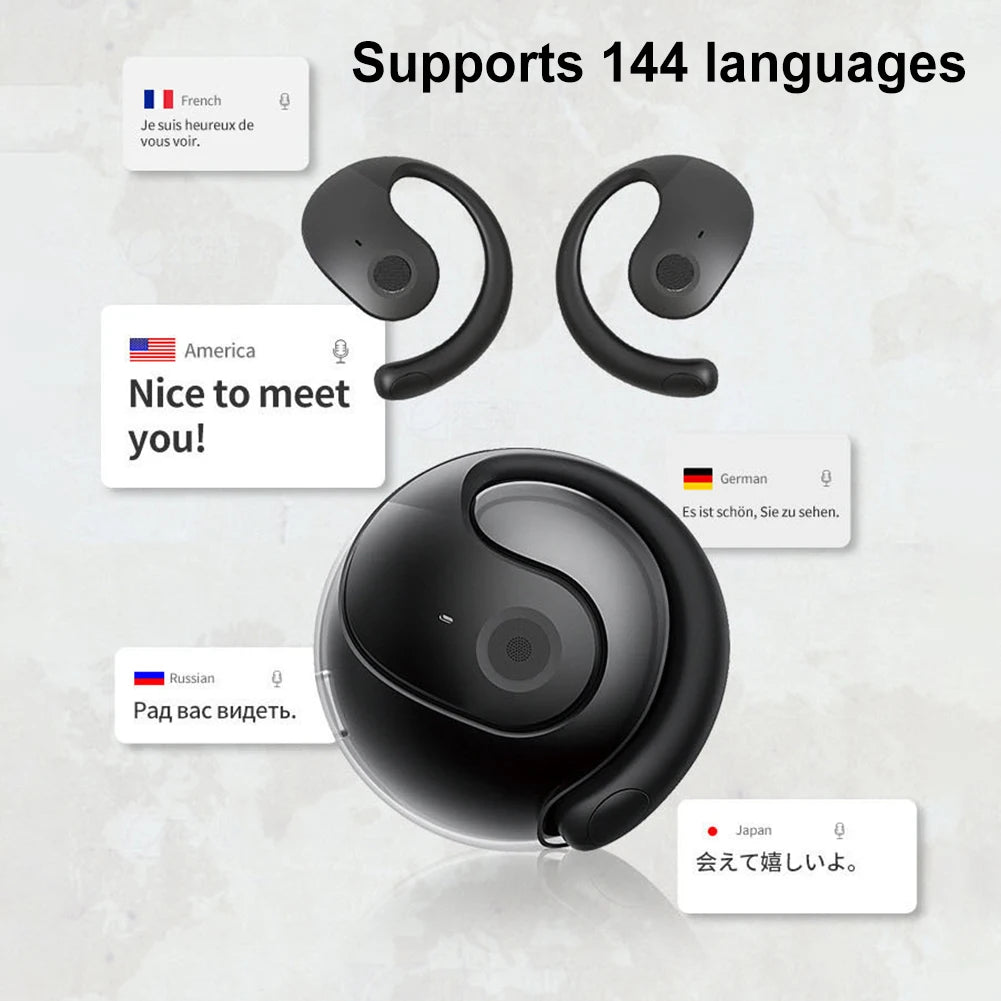 144 Languages Translator Earbuds AI Real Time Translation Earphones Wireless Bluetooth Headphones Translator for Travel Business