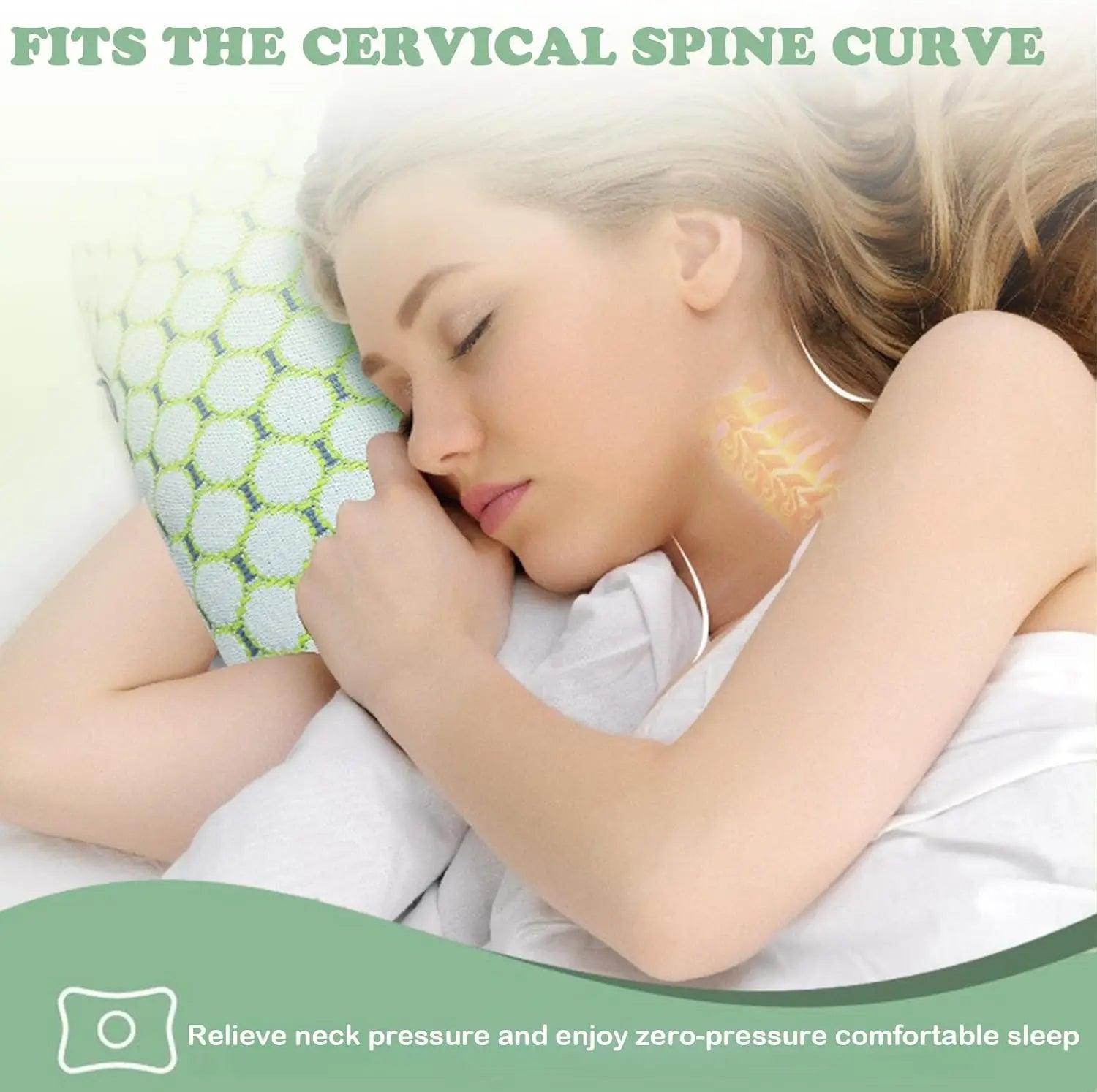Ergonomic Pillow For Side Sleeping Scientifically Contoured For Proper Head Neck Alignment Pressure Free Ear Comfort All Night