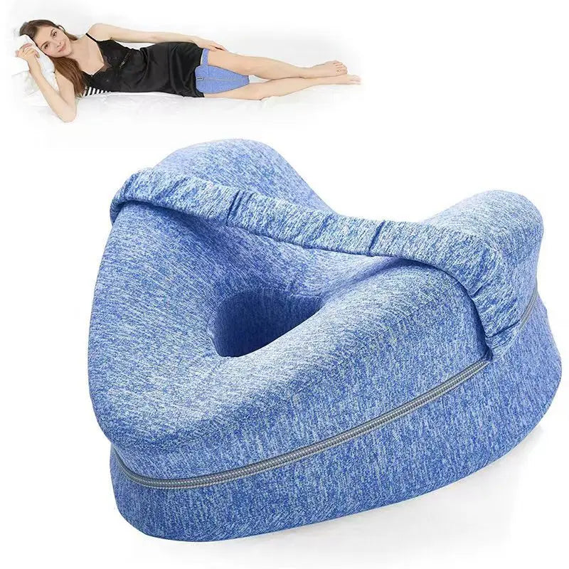 Orthopedic Sciatica Relief Memory Foam Leg Pillow - Hollow Heart Shape for Pregnancy Side Sleepers, Bed Sofa Comfort Support