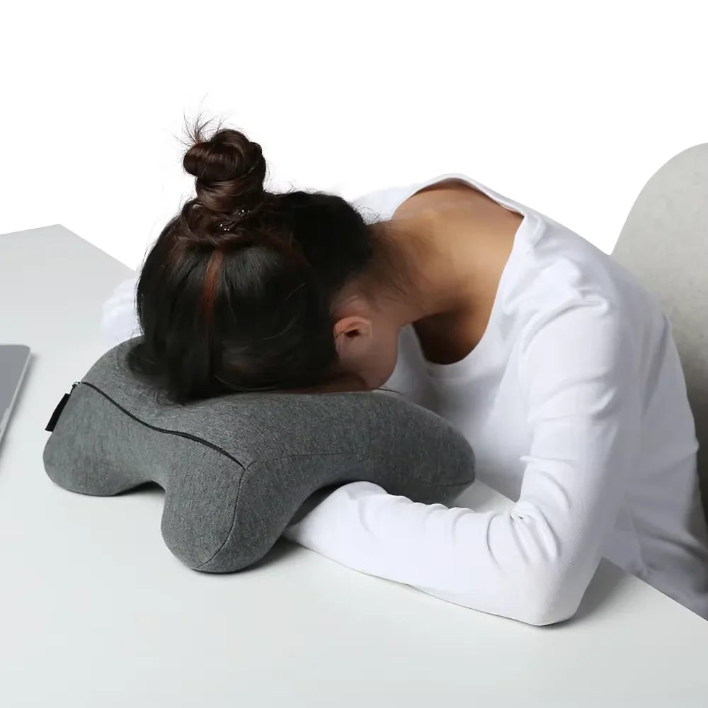 Orthopedic Memory Foam Sleeping Nap Pillow, Support for Student Desk Rest, Lunch Break, Office Travel Headrest